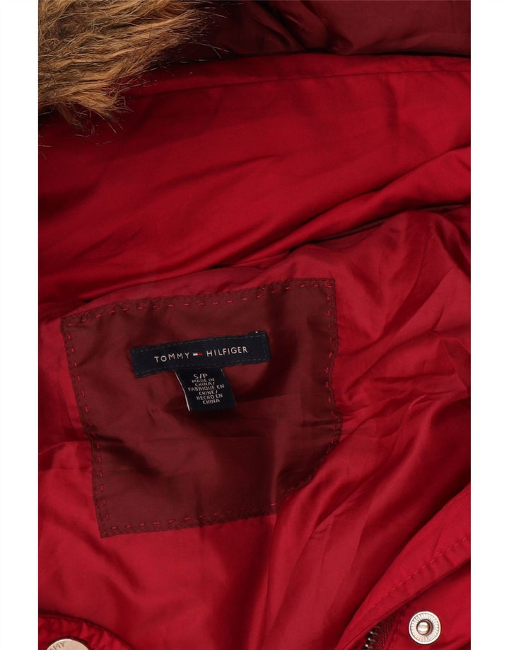 Tommy Hilfiger Chaqueta acolchada con capucha para mujer UK 10 Small Pink Poliéster