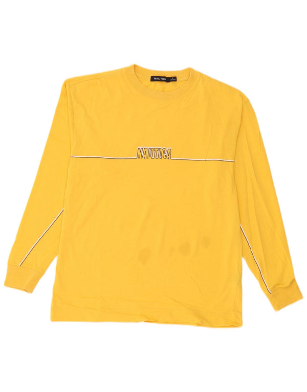 Nautica Top gráfico para hombre manga larga algodón amarillo pequeño