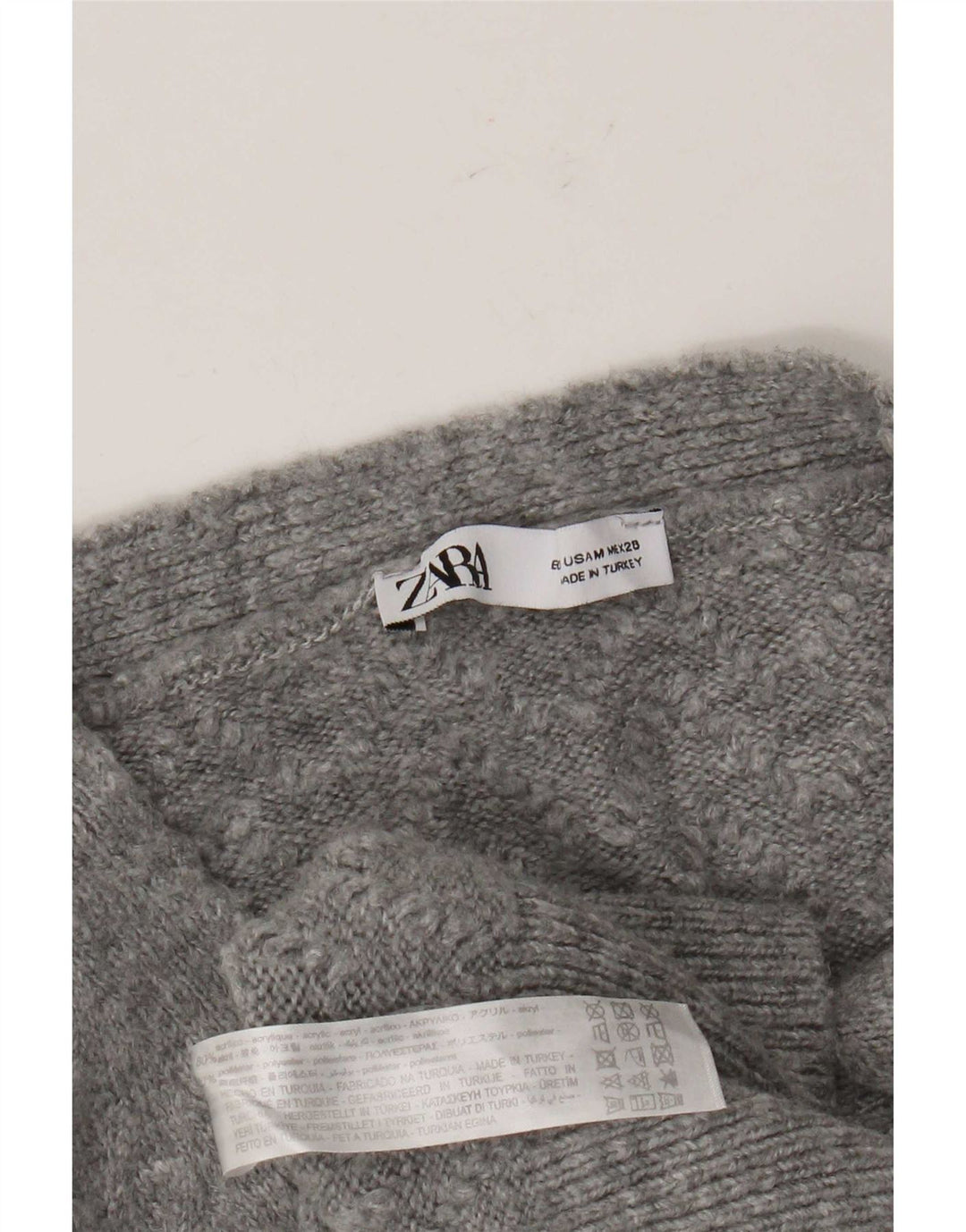 Zara Mujer Crop Cardigan Suéter UK 44 Acrílico Gris Medio