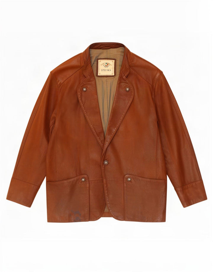 Striwa Chaqueta tipo blazer de cuero con 1 botón para hombre UK 40 Large Brown
