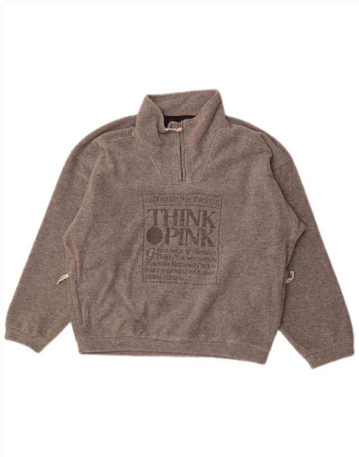 Think Pink Jersey de forro polar con gráfico extragrande para mujer UK 44 Gris medio moteado