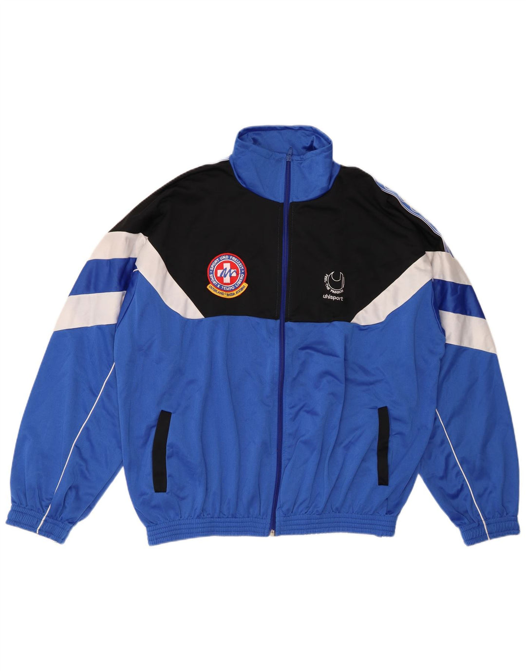 UHLSPORT Chaqueta superior de chándal con gráfico para hombre 2XL Poliéster con bloques de color azul