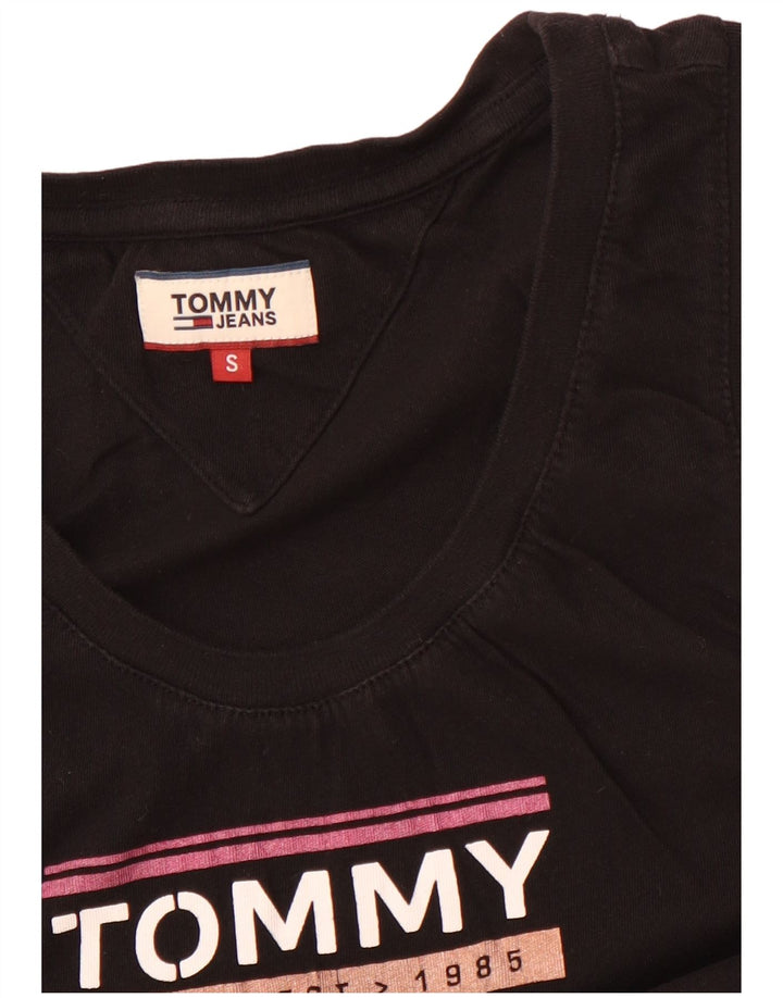TOMMY HILFIGER Top sin mangas gráfico para mujer UK 8 Small Black