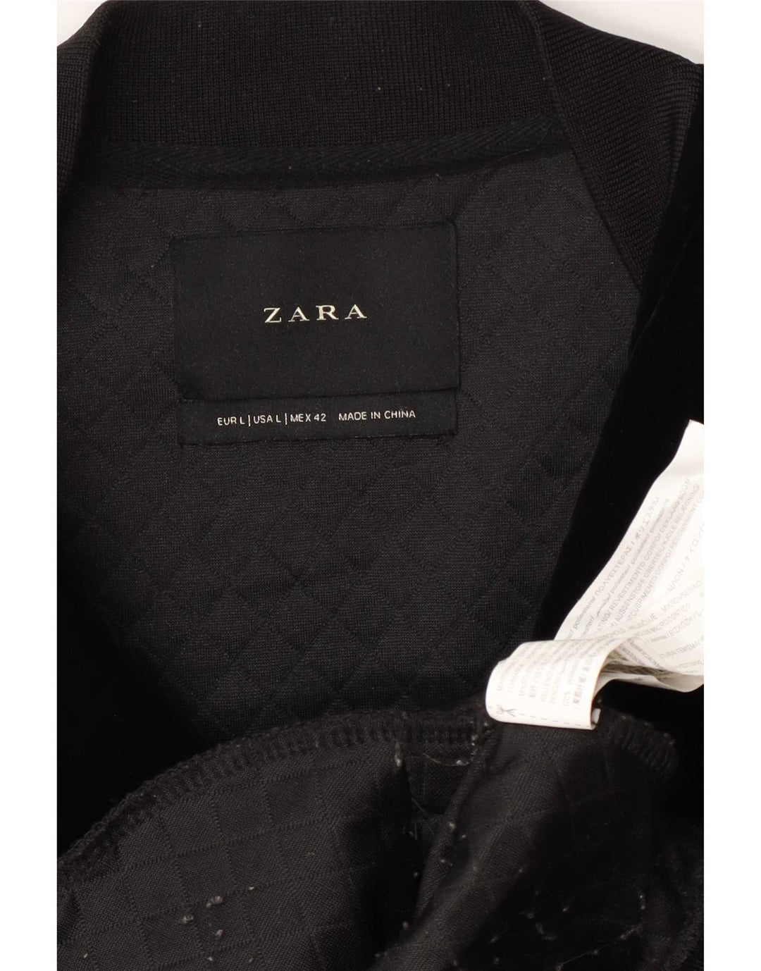 Zara Mens Bomber Jacket UK 40 Grande Poliéster Negro