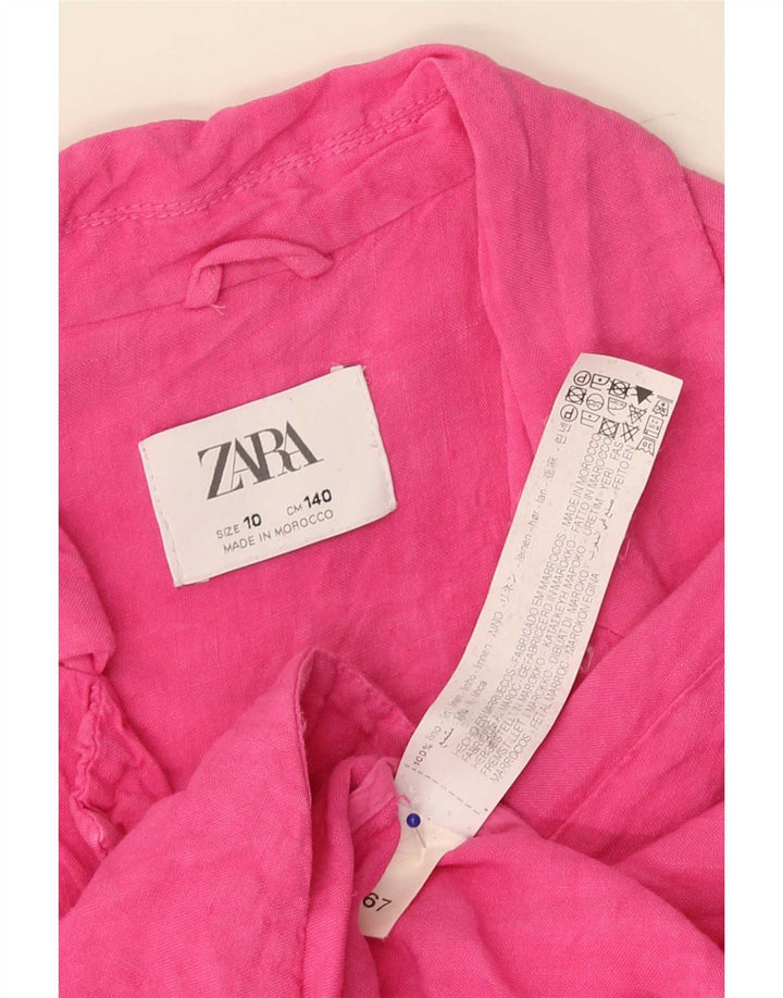 Zara Chaqueta Niña 2 Botones Blazer 9-10 Años Lino Rosa