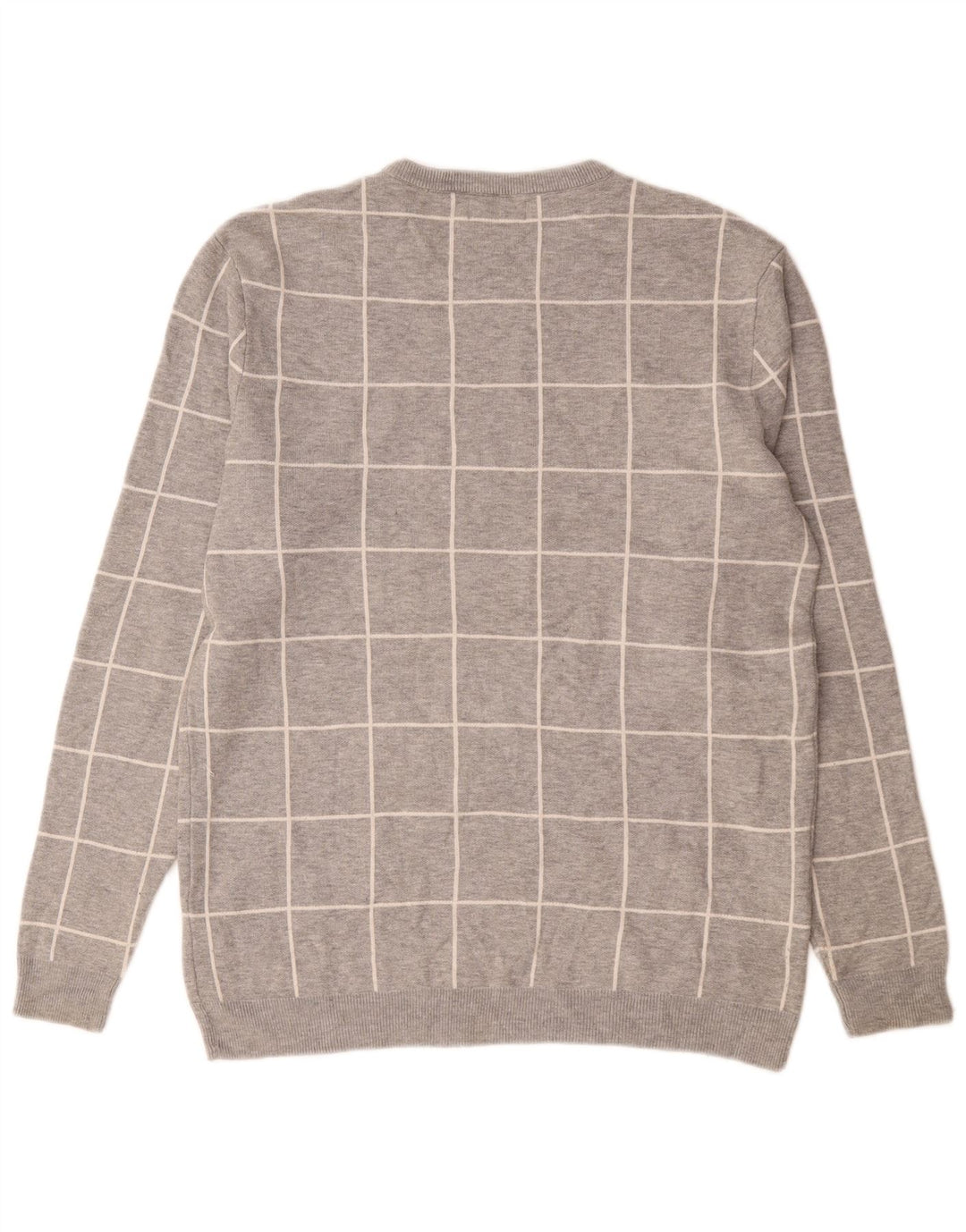 Zara Hombre Jersey Cuello Redondo Jersey XL Gris Cuadros Nylon
