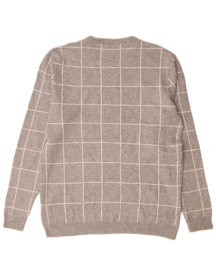 Zara Hombre Jersey Cuello Redondo Jersey XL Gris Cuadros Nylon