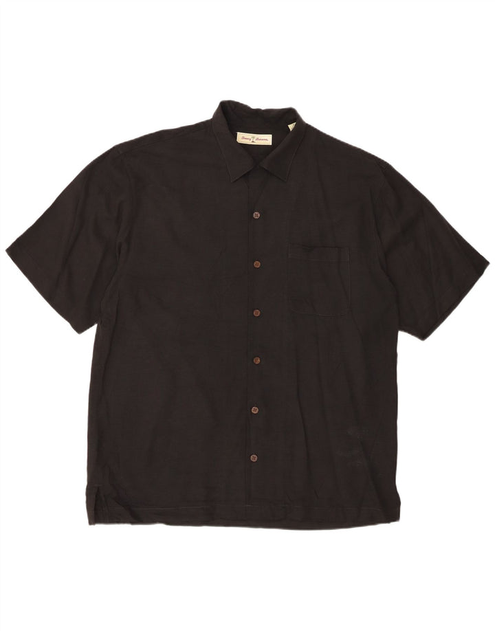 Tommy Bahama Camisa De Manga Corta Con Gráfico Para Hombre Seda Negra Mediana