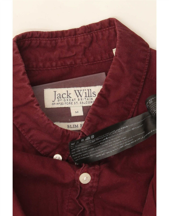 Camisa Jack Wills Hombre Slim Fit Algodón Burdeos Medio