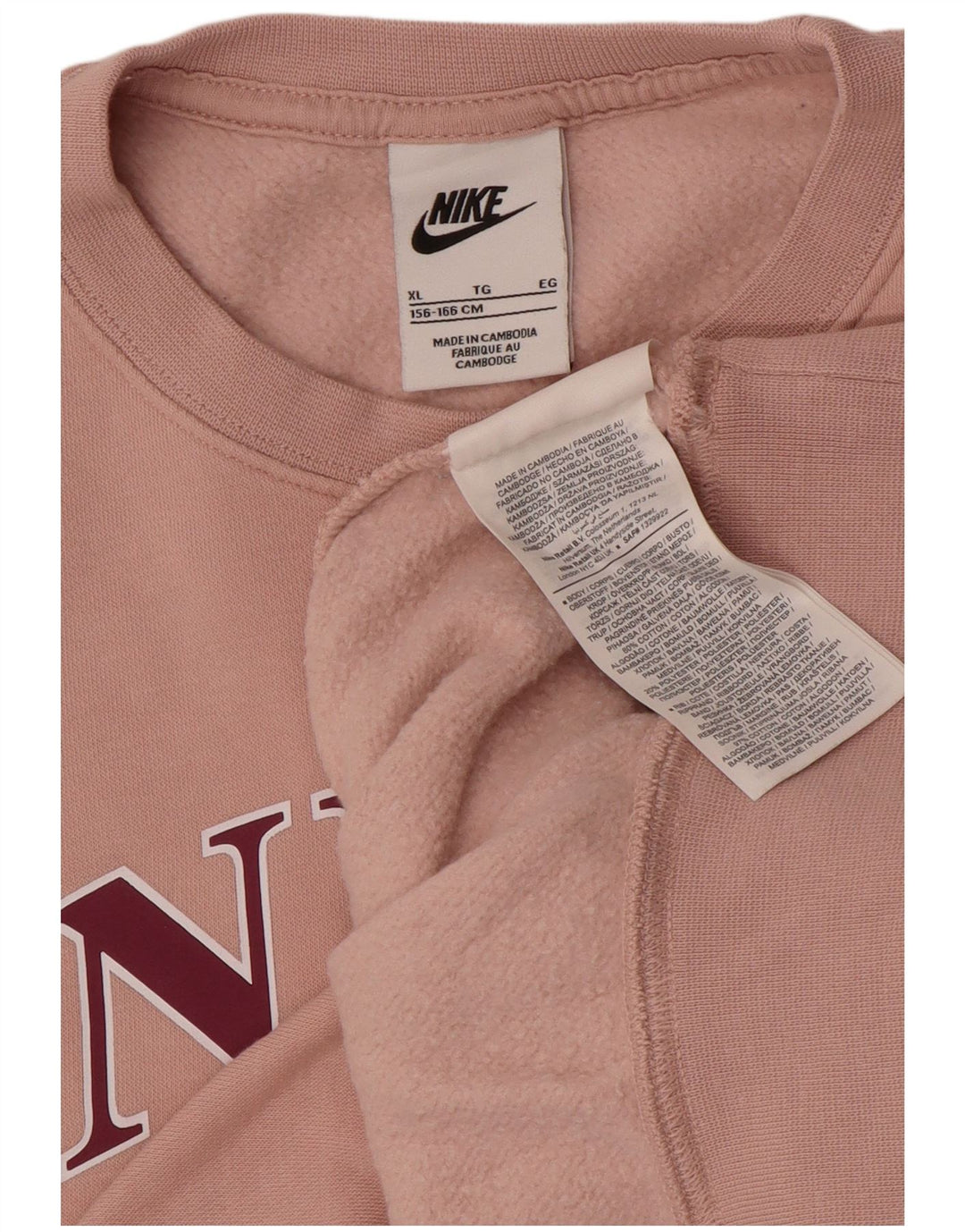 NIKE Sudadera con gráfico extragrande para niñas 13-14 años XL Algodón rosa