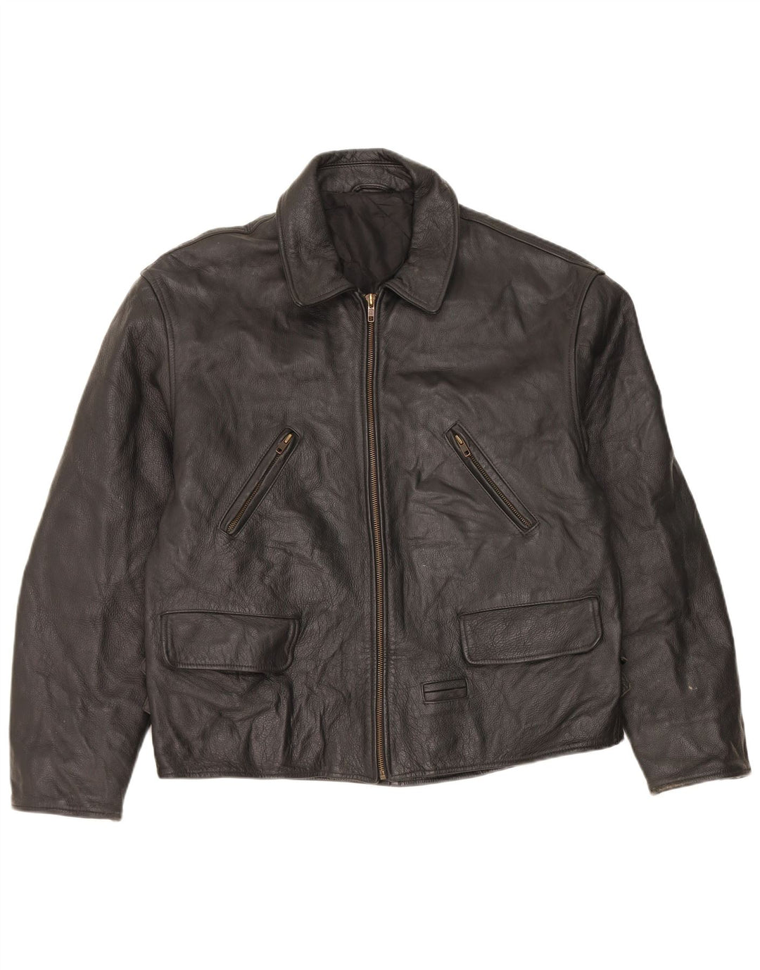 Vintage hombres chaqueta de cuero Reino Unido 36 pequeño negro