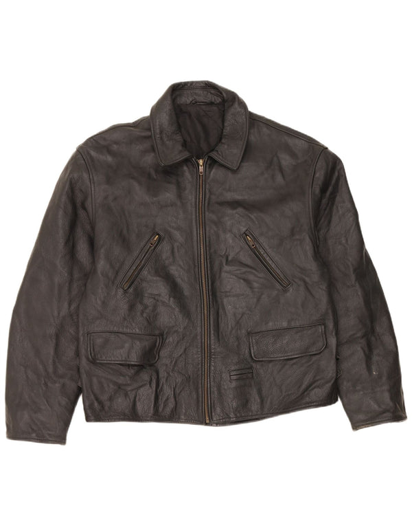 Vintage hombres chaqueta de cuero Reino Unido 36 pequeño negro