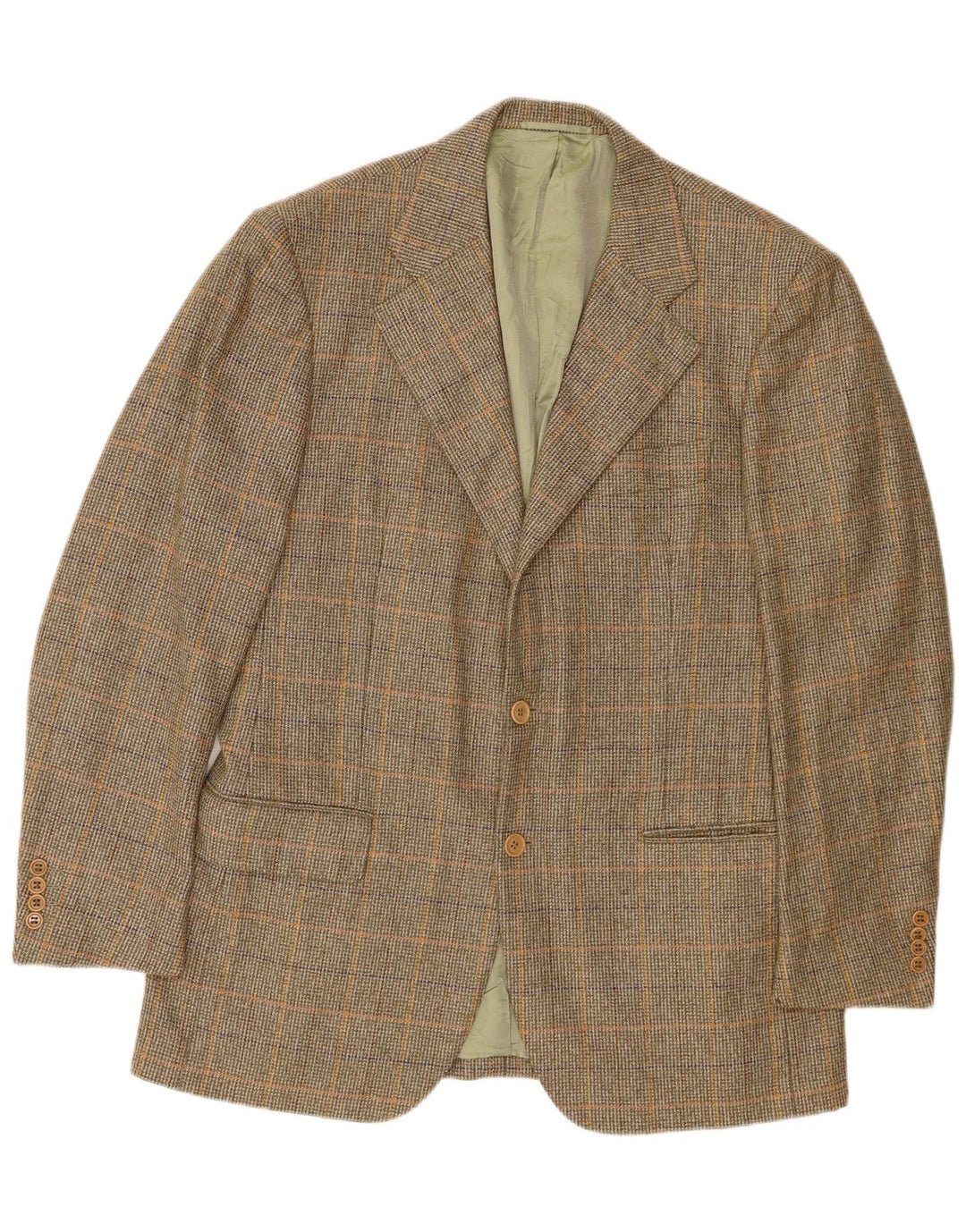 Abla Chaqueta tipo blazer de 2 botones para hombre IT 50 Large Lana de pata de gallo verde