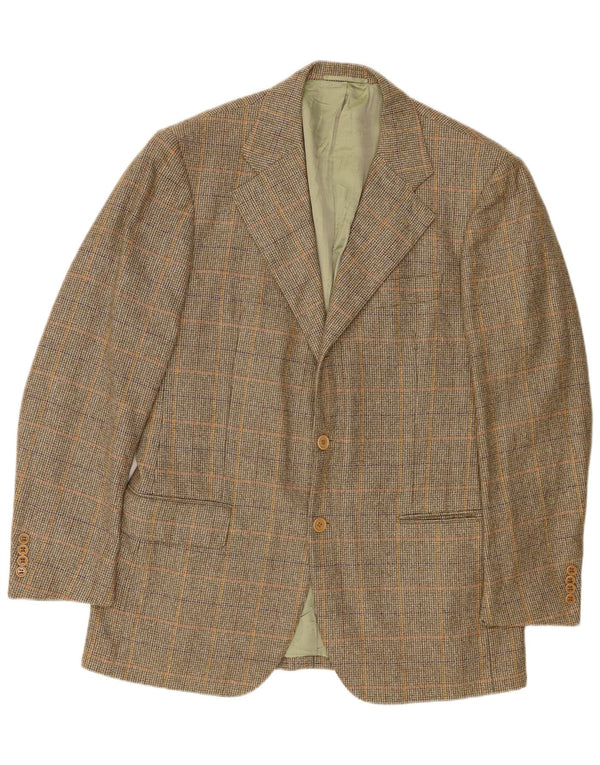 Abla Chaqueta tipo blazer de 2 botones para hombre IT 50 Large Lana de pata de gallo verde