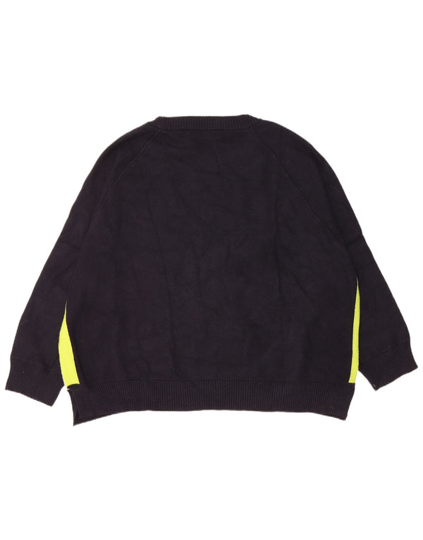 Zara Mujer Jersey con cuello barco Jersey UK 10 Small Azul marino Colorblock