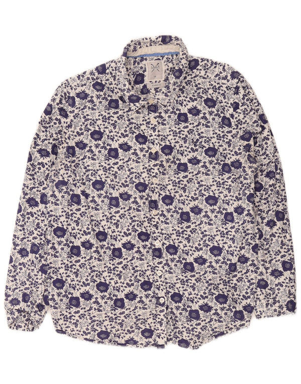 Crew Clothing Camisa de corte clásico para mujer UK 46 Algodón floral azul grande