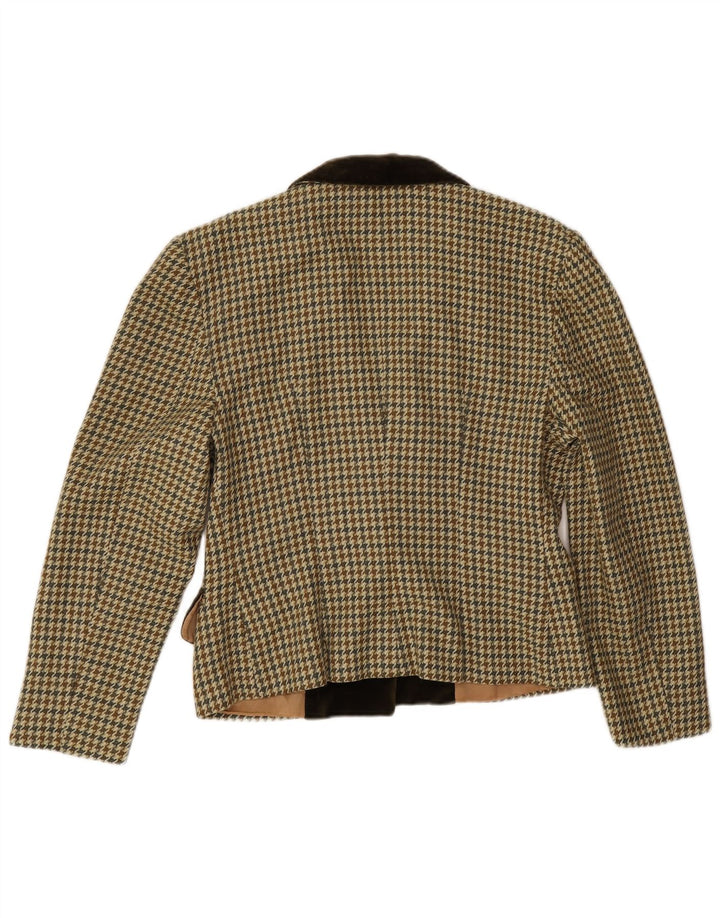 Vintage mujer 1 botón Blazer chaqueta EU 38 Medium Beige Houndstooth