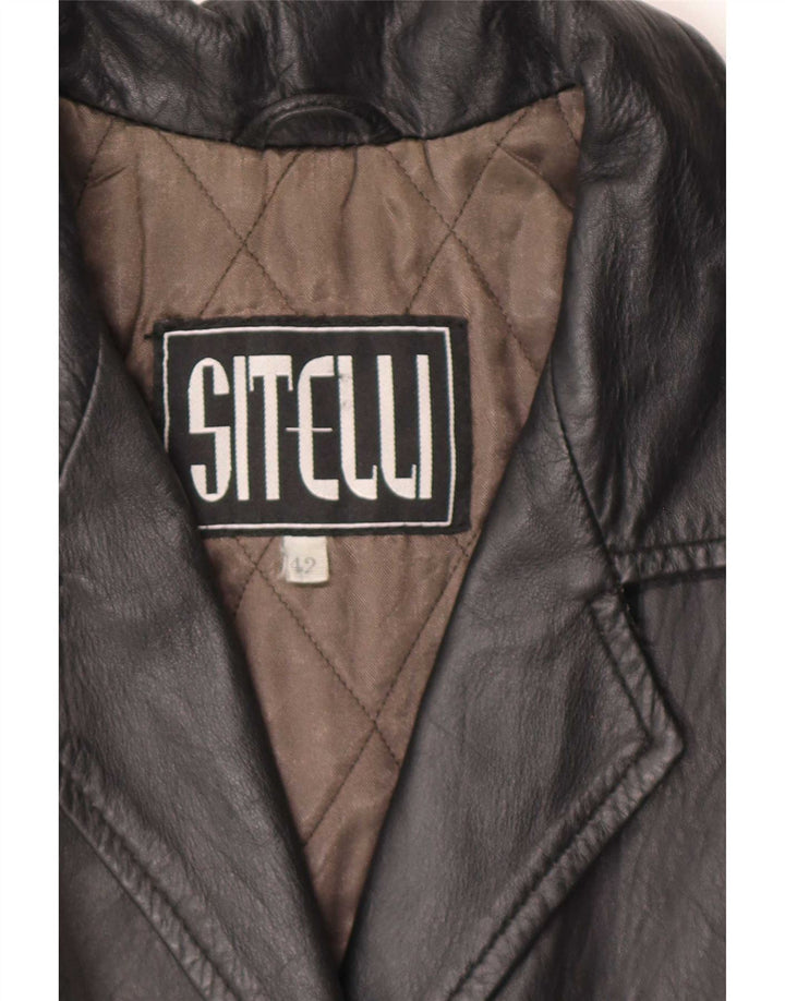 Sitelli Abrigo de cuero para mujer IT 42 Medium Black