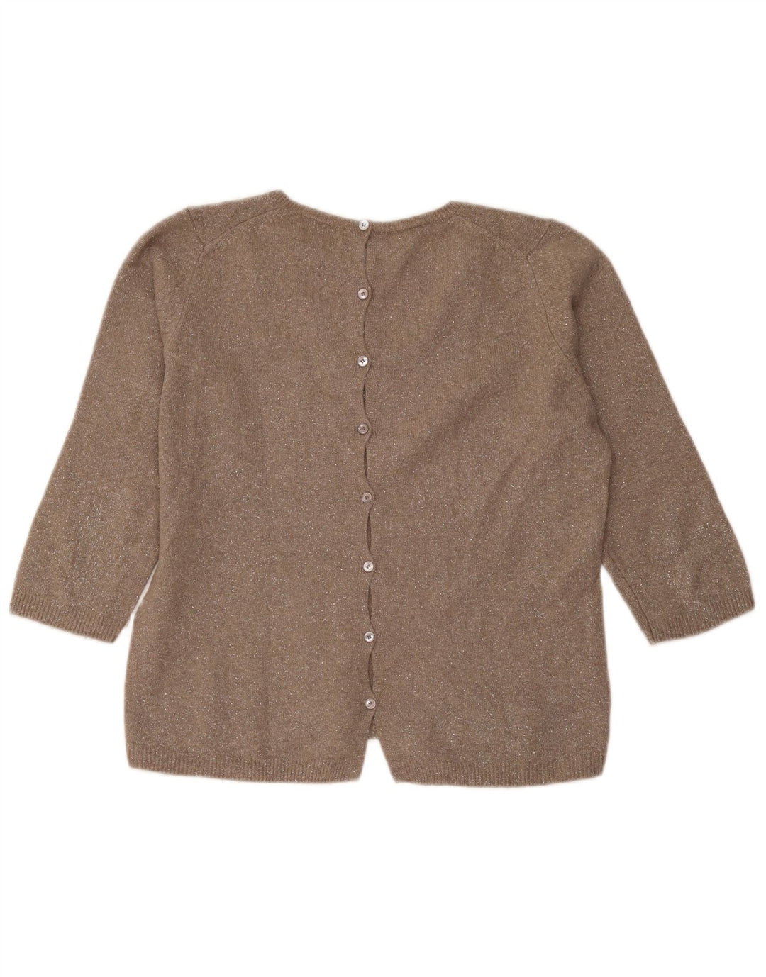 Massimo Dutti Jersey de Manga 3/4 con Cuello en V para Mujer UK 44 Marrón Medio