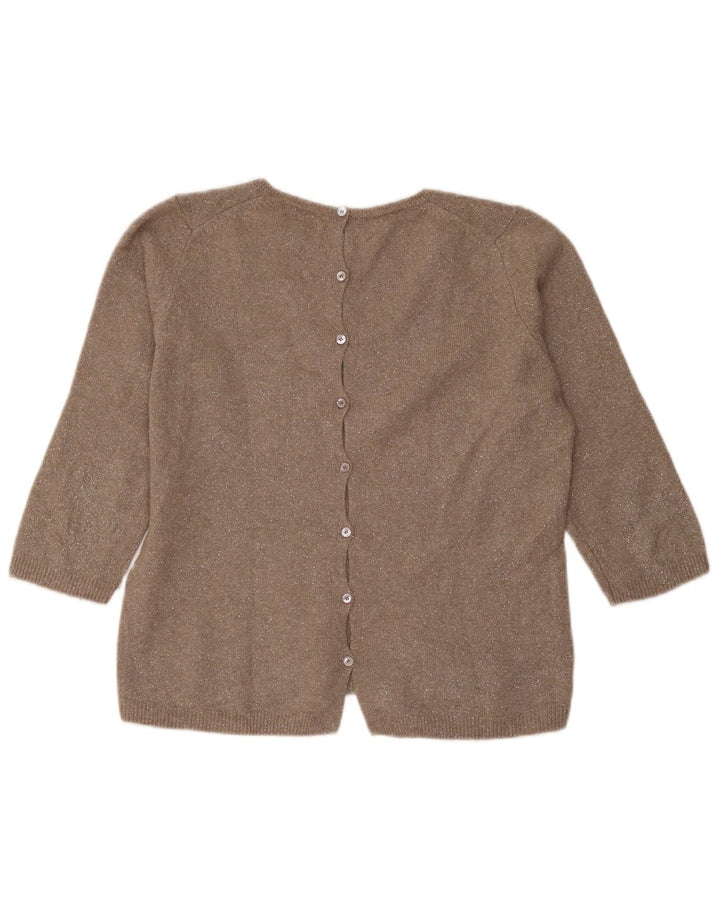 Massimo Dutti Jersey de Manga 3/4 con Cuello en V para Mujer UK 44 Marrón Medio