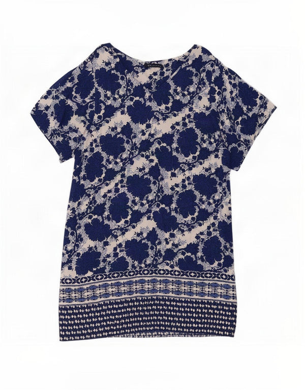 Marks & Spencer Vestido recto para mujer UK 46 Grande Viscosa floral azul marino
