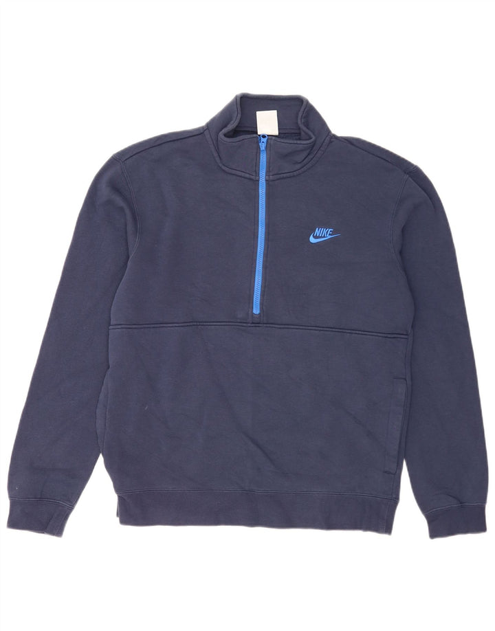 Nike - Sudadera con cuello y cremallera para hombre, jersey de algodón azul marino mediano