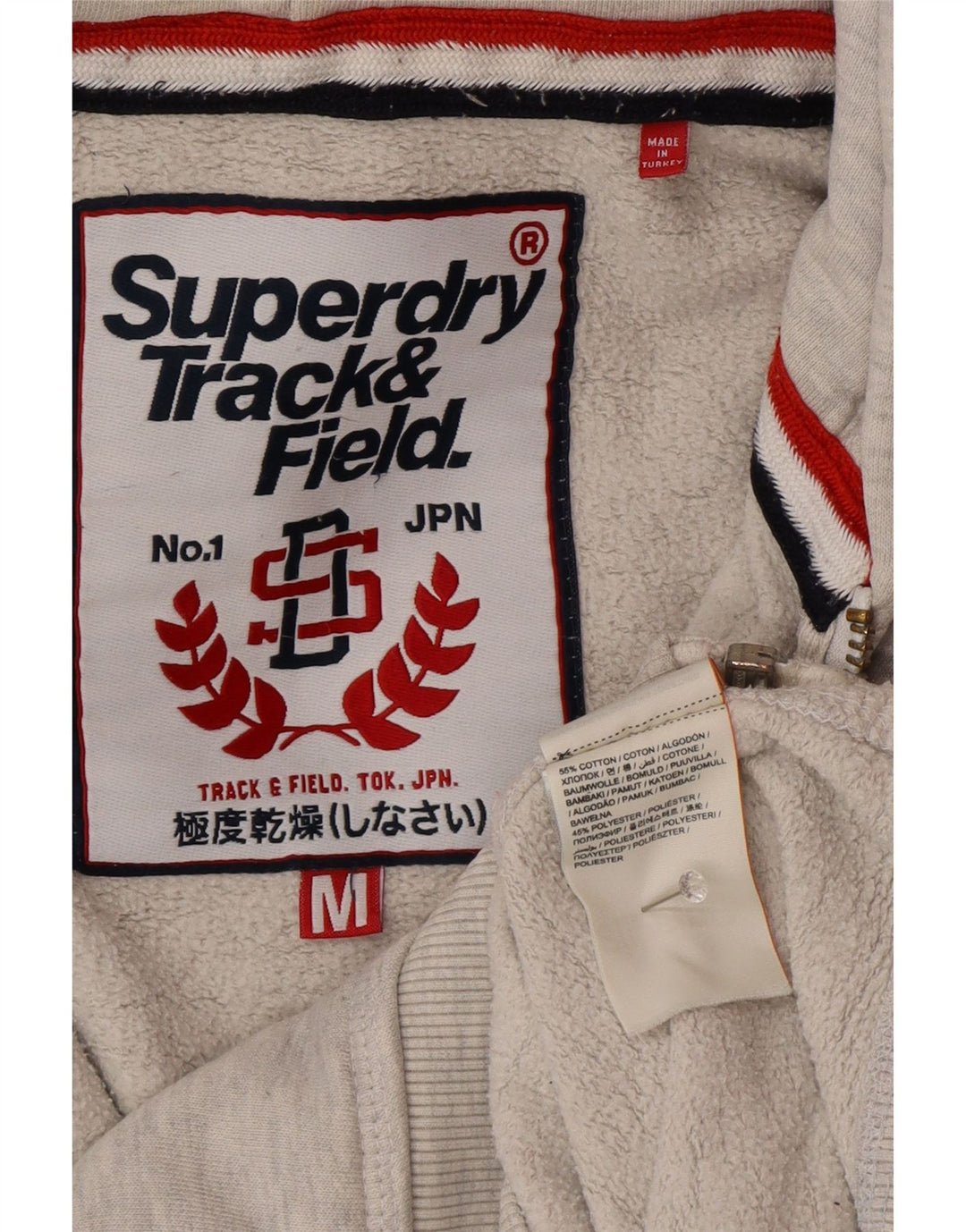 Superdry Sudadera con capucha y cremallera gráfica para mujer Reino Unido 44 Algodón gris medio