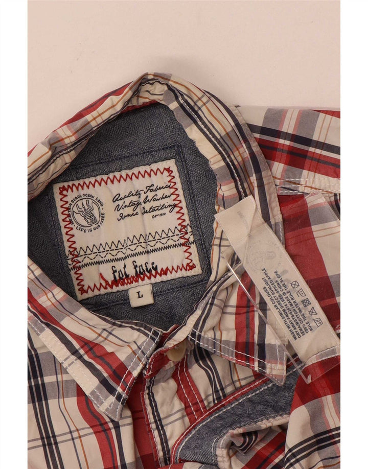 Camisa de manga corta para hombre Fat Face de algodón con cuadros rojos grandes
