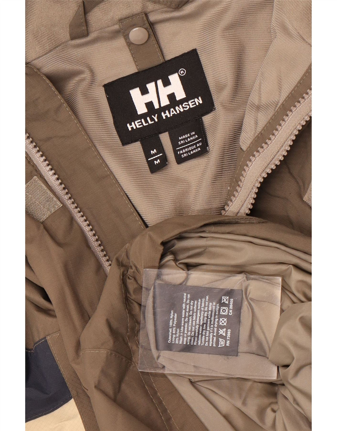 Helly Hansen Chaqueta impermeable con capucha para hombre UK 38 Medium Brown Colourblock Nylon
