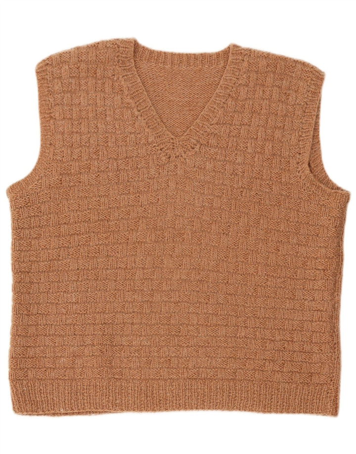 Vintage Hombres Chaleco Tank Top Marrón Medio