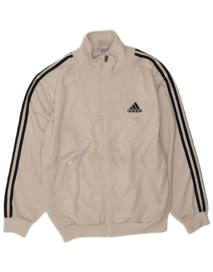 Adidas - Chaqueta de chándal para hombre, talla 38/40, poliéster blanco mediano