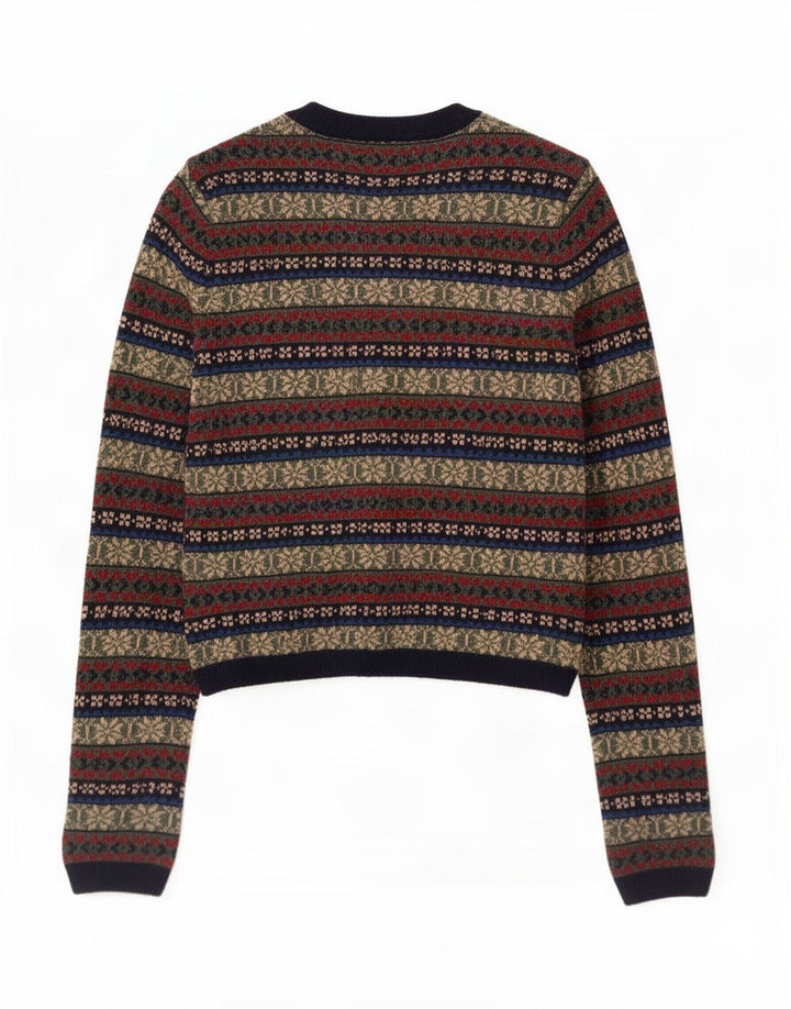 Zara Mujer Cárdigan Suéter UK 10 Small Multicolor Fair Isle Poliamida