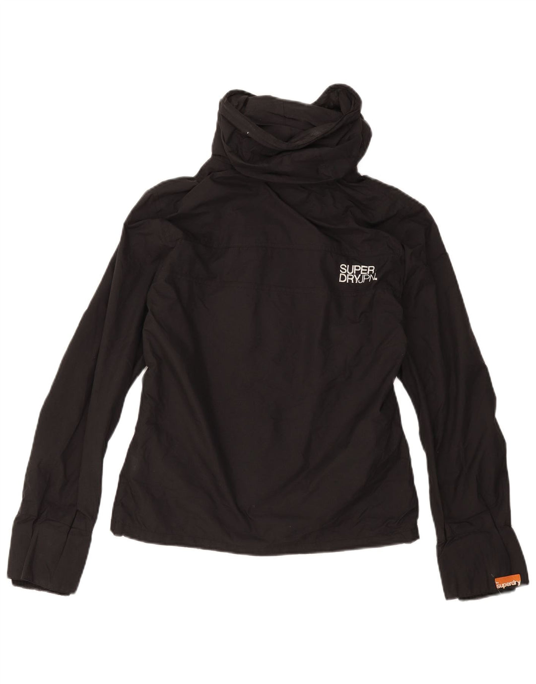 SUPERDRY Chaqueta impermeable con capucha gráfica para mujer UK 44 Medium Black Nylon
