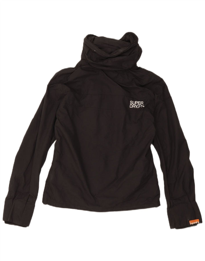 SUPERDRY Chaqueta impermeable con capucha gráfica para mujer UK 44 Medium Black Nylon