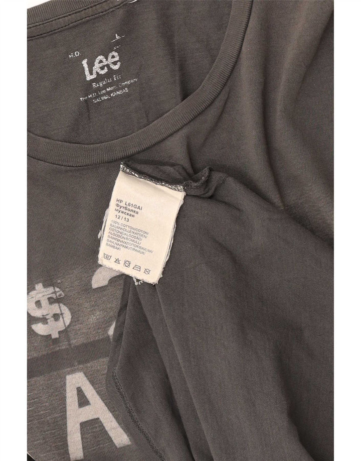 Camiseta con gráfico de corte regular para hombre Lee Top grande de algodón gris