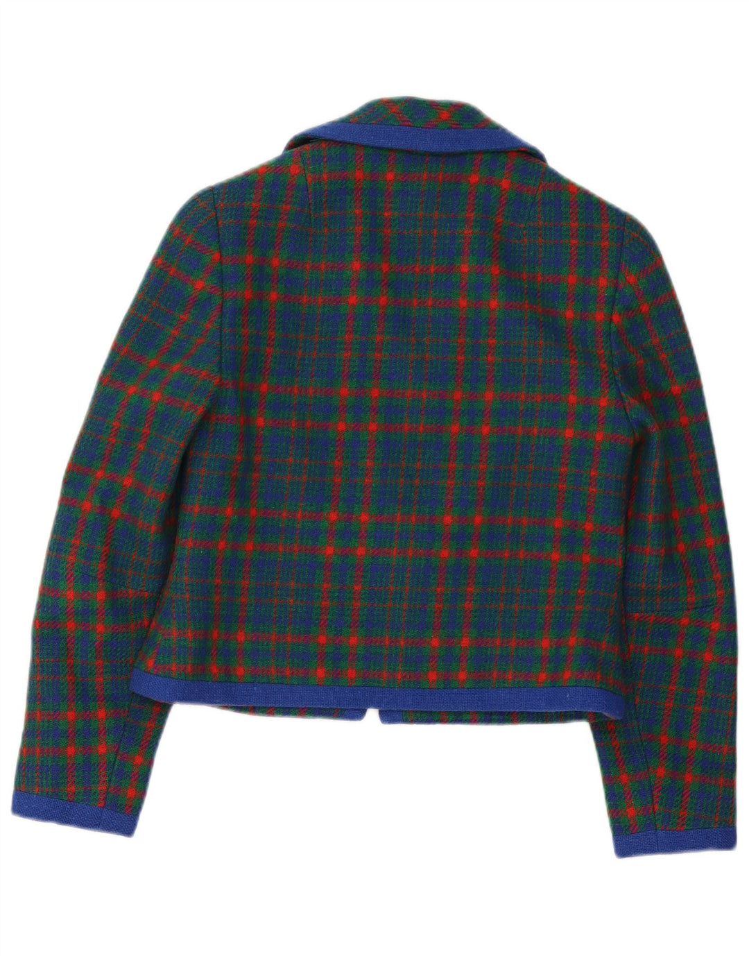 Vintage mujer Blazer chaqueta Reino Unido 10 pequeño verde cuadros retro