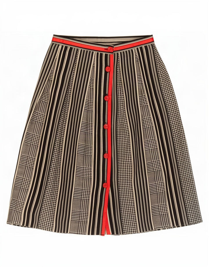 Falda vintage de línea A para mujer IT 42 Mediana W25 Lana de pata de gallo negra