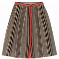 Falda vintage de línea A para mujer IT 42 Mediana W25 Lana de pata de gallo negra
