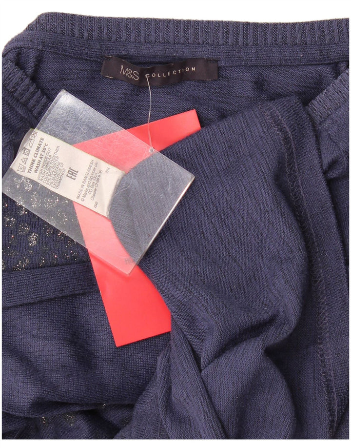 Marks & Spencer Top tipo túnica de manga larga para mujer UK 10 Small Azul marino