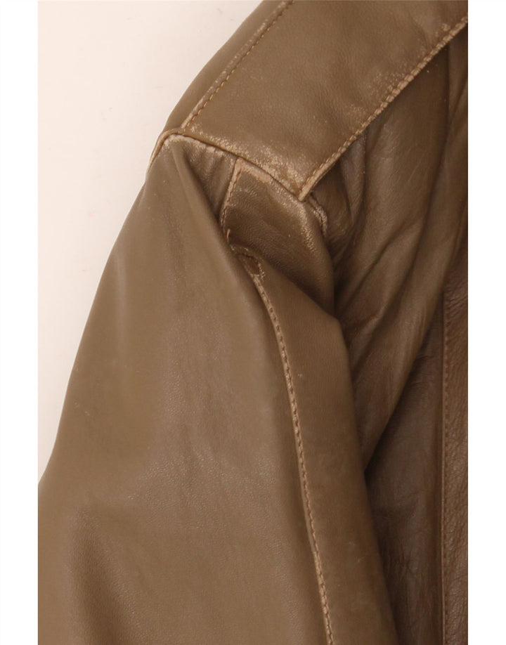 LIVERPOOL Chaqueta de cuero militar para hombre IT 54 2XL Cuero marrón