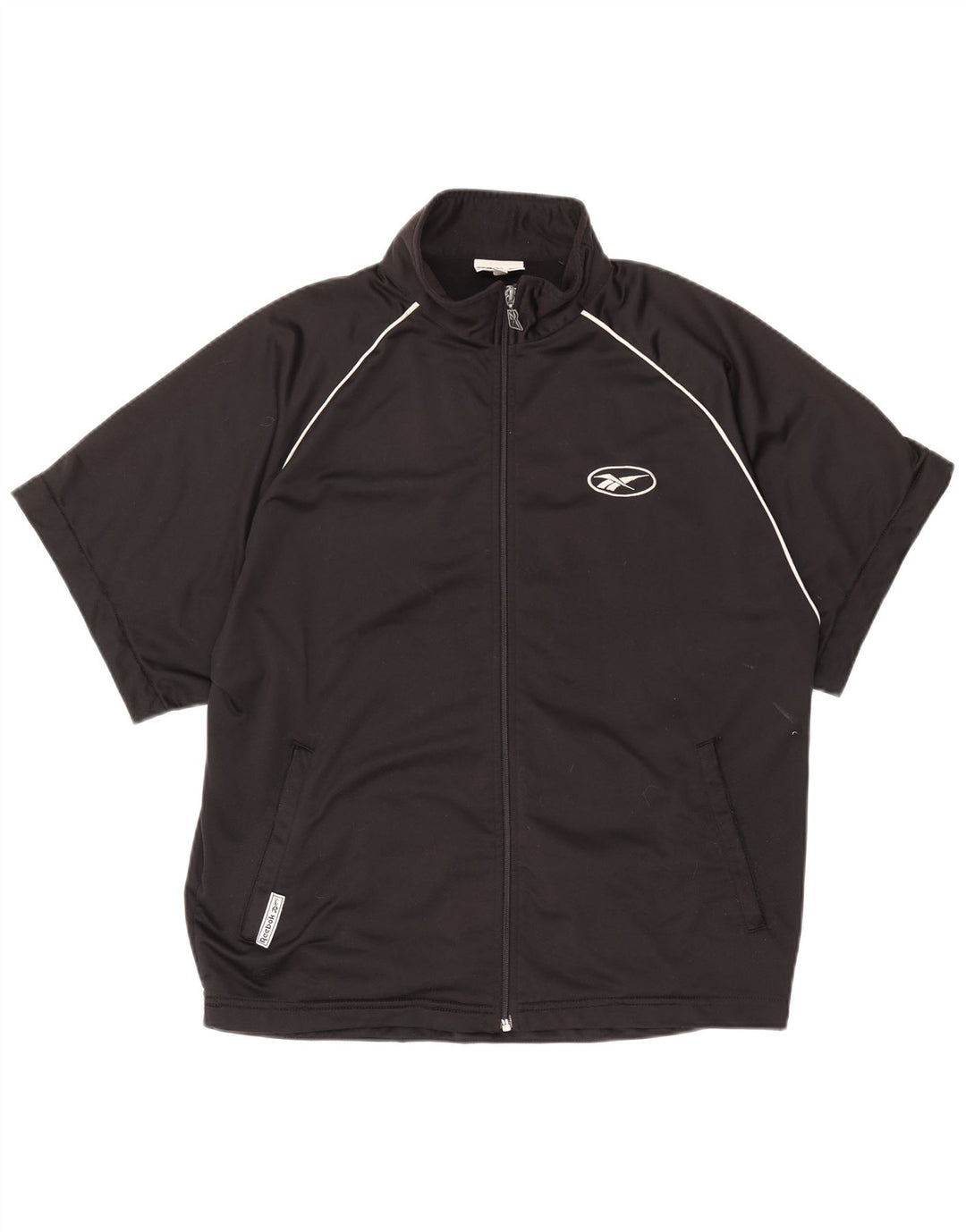 Reebok - Chaqueta de chándal de manga corta con gráfico para hombre, talla mediana, color negro