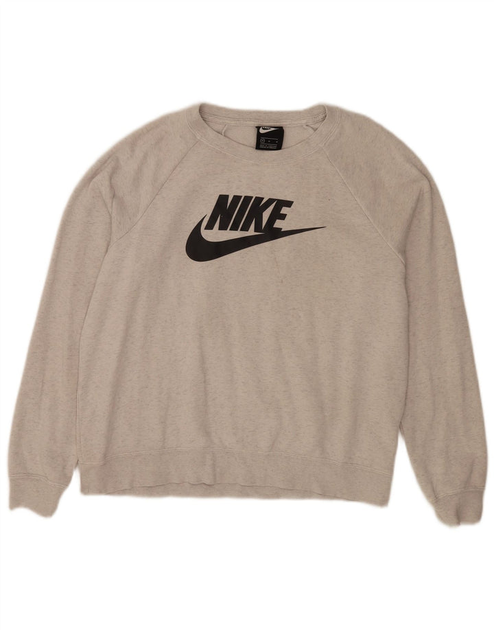 Nike - Sudadera gráfica para mujer, talla 40, algodón moteado gris medio