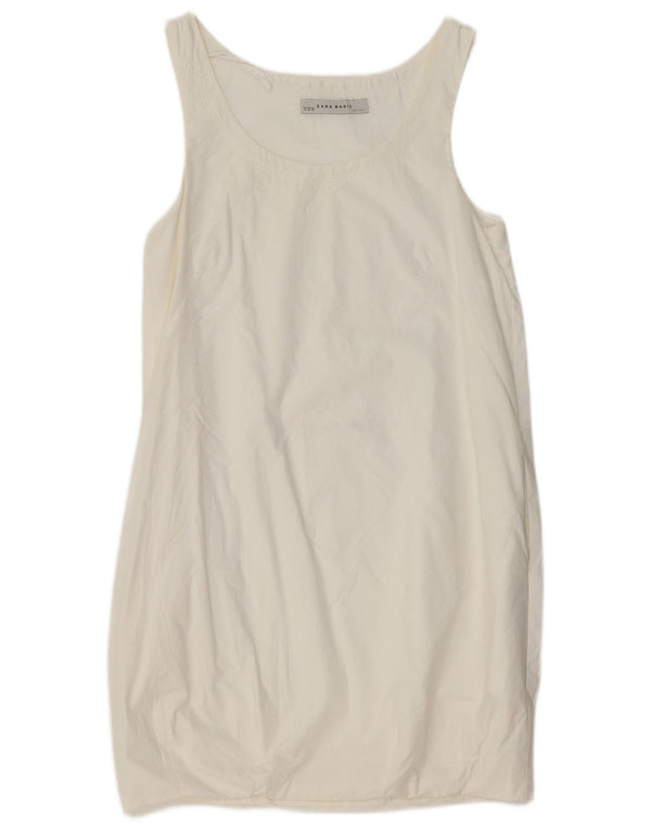 Zara Vestido recto sin mangas para mujer UK 6 XS Algodón blanco
