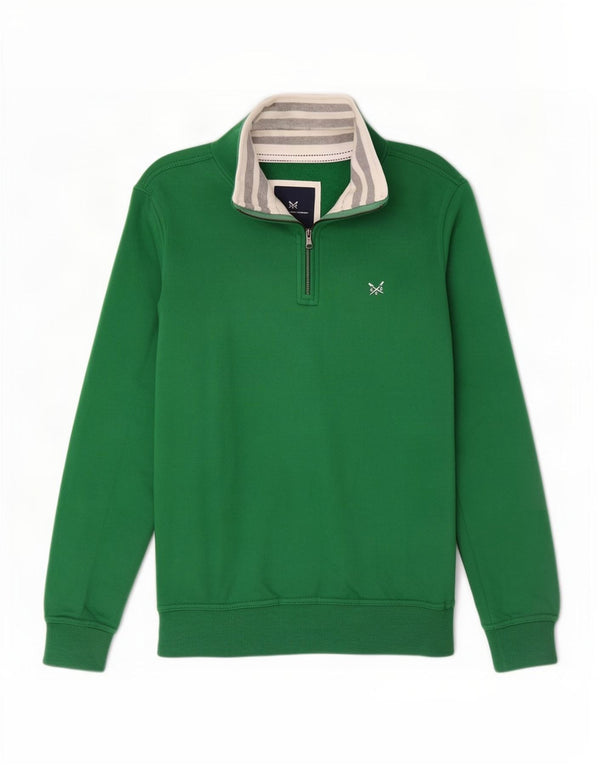 Crew Clothing Sudadera con cuello y cremallera para hombre Jersey XS Algodón verde