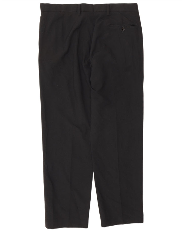 Marks & Spencer Pantalón de traje regular para hombre W34 L29 Poliéster negro