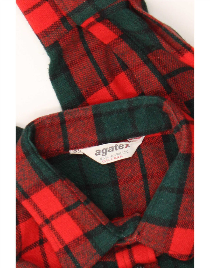 Camisa de franela para hombre Agatex Talla 39 Acrílico a cuadros rojos medianos