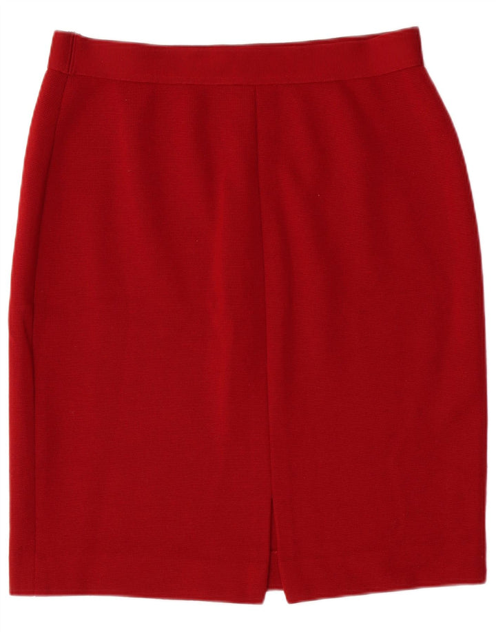 Falda lápiz vintage para mujer W32 lana roja grande