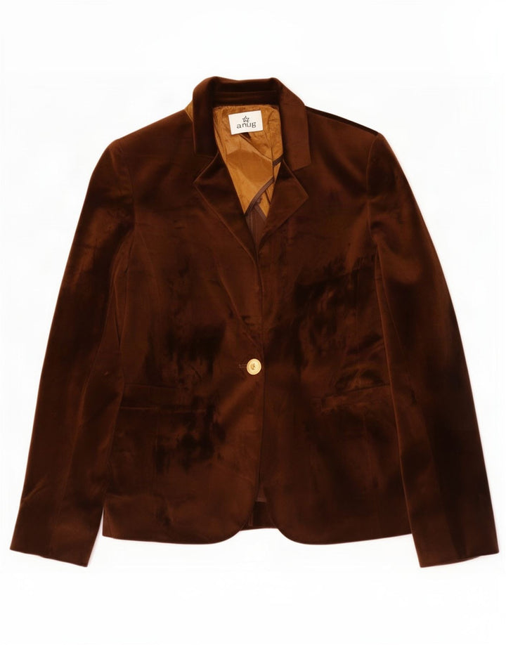 Chaqueta blazer de terciopelo vintage para mujer IT 42 Poliéster marrón medio