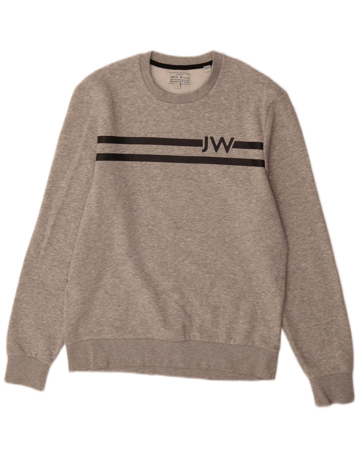 JACK WILLS Sudadera gráfica para hombre Jumper Small Gris Algodón