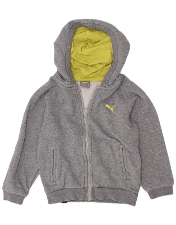 Puma Sudadera con capucha y cremallera para niños de 2 a 3 años, algodón moteado gris